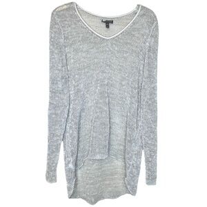 Eileen Fisher Beige Linen Blend Mesh Loose Weave V-Neck Sweater‎ Women's Large
